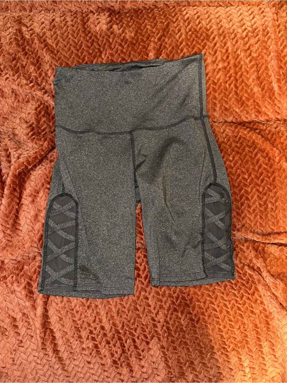 TKO Dark Gray Athletic Bike Shorts with Side Lattice Panels